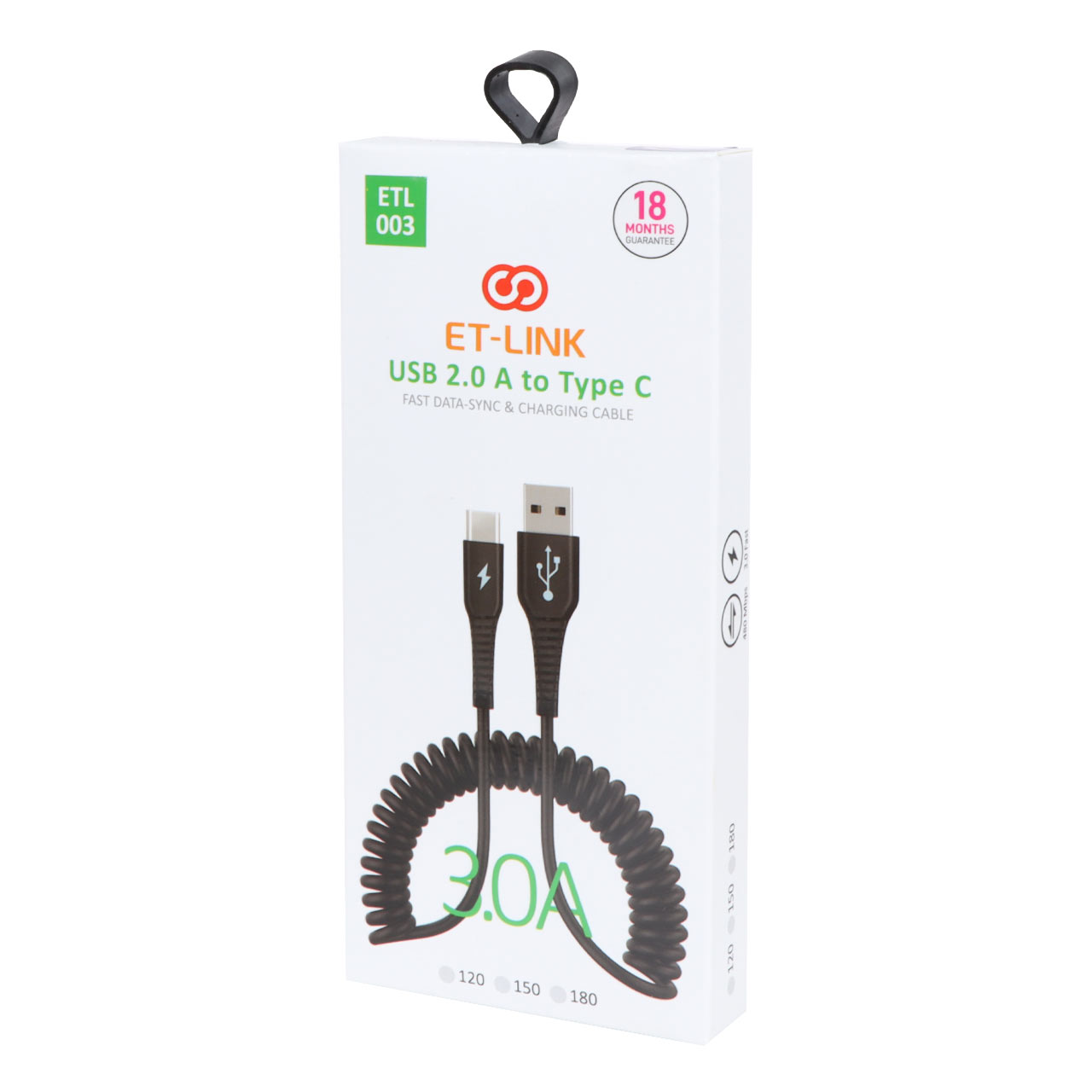 کابل شارژ فنری type C مدل ETL004 ET-LINK