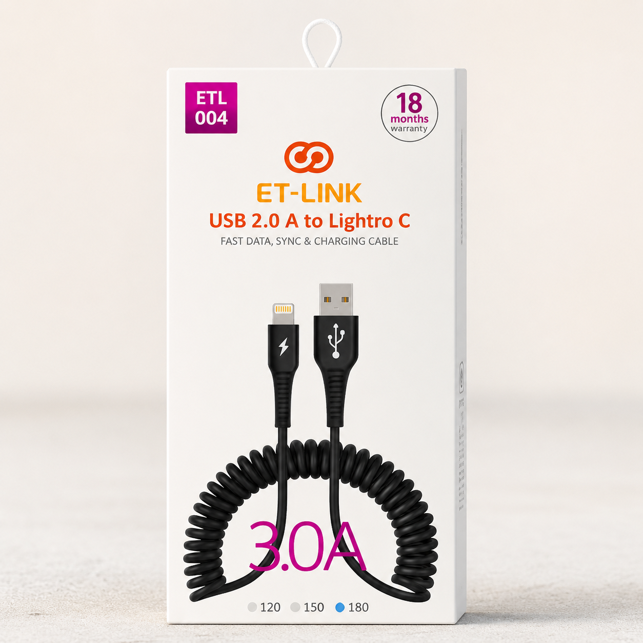 کابل شارژ فنری Lightning مدل ETL004 ET-LINK